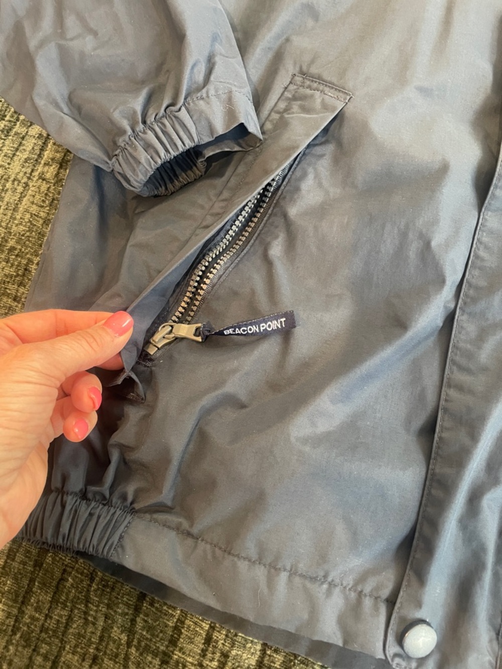 Navy Windbreaker with Cream Trim - Picture 4 of 10